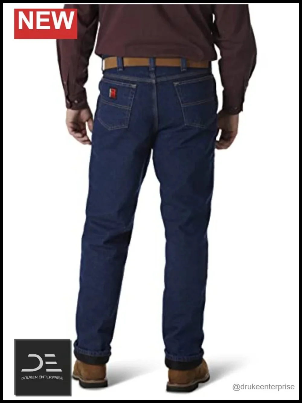 Lined Relaxed Fit Work Jeans with Fleece Insulation, Straight Leg, 5-Pocket